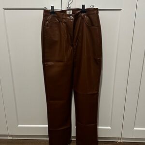 Aritzia Wilfred Brown Faux Leather Pants